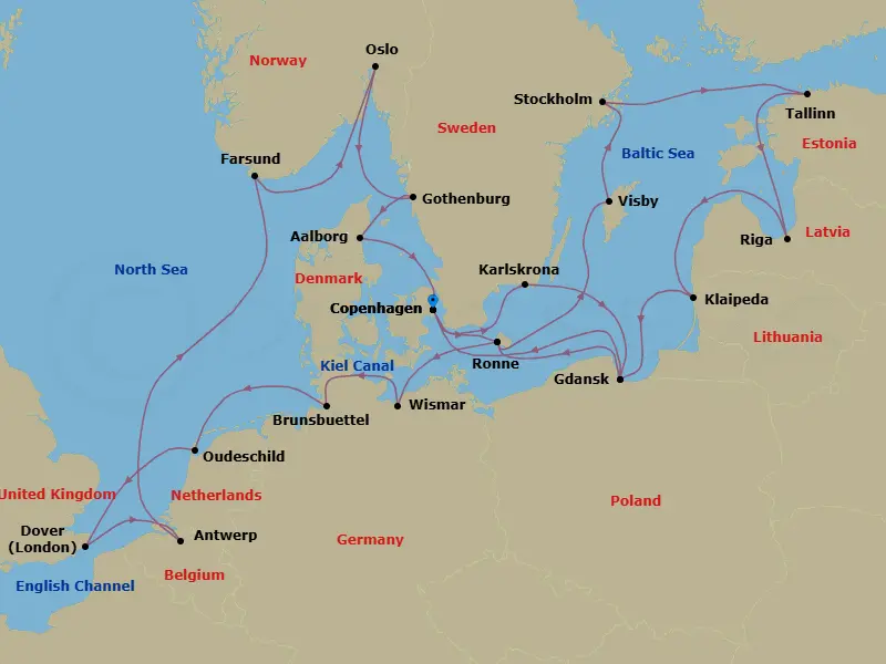 Itinerary schematic diagram