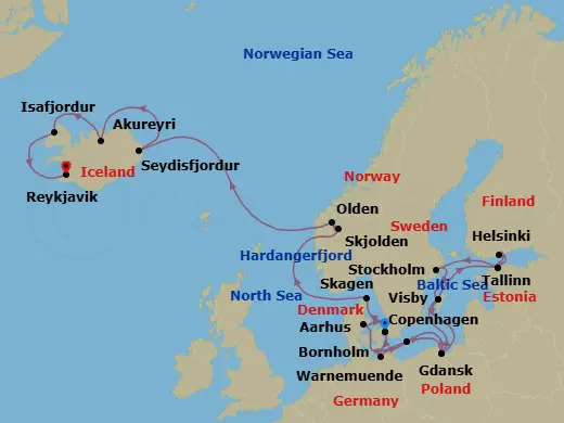 Itinerary schematic diagram