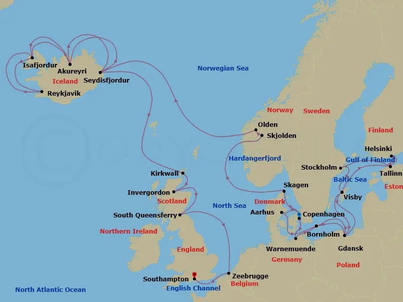 Itinerary schematic diagram