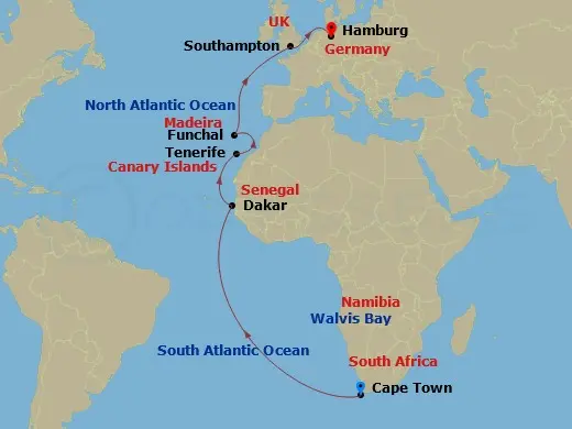 Itinerary schematic diagram