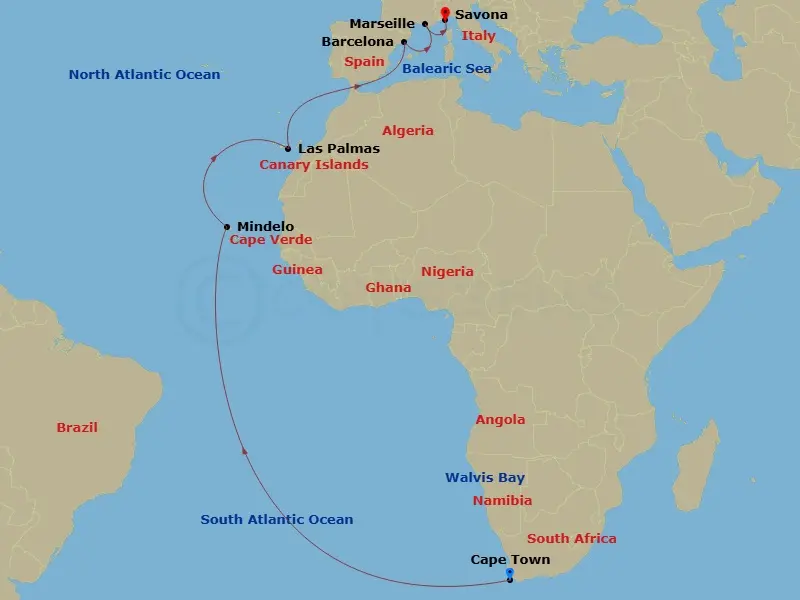 Itinerary schematic diagram