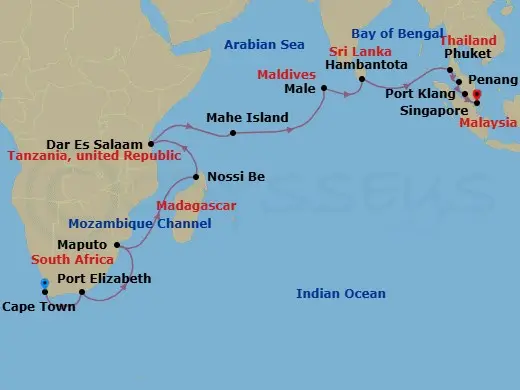Itinerary schematic diagram