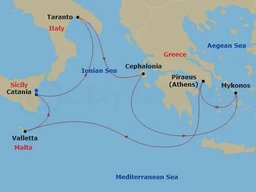 Itinerary schematic diagram