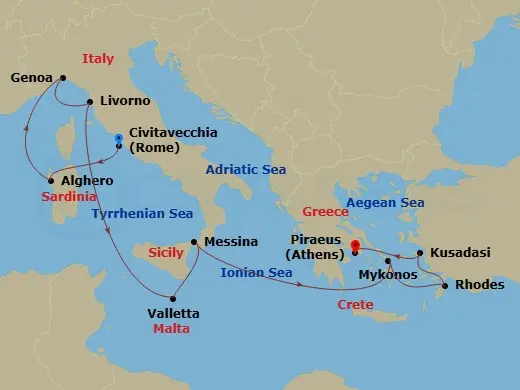 Itinerary schematic diagram
