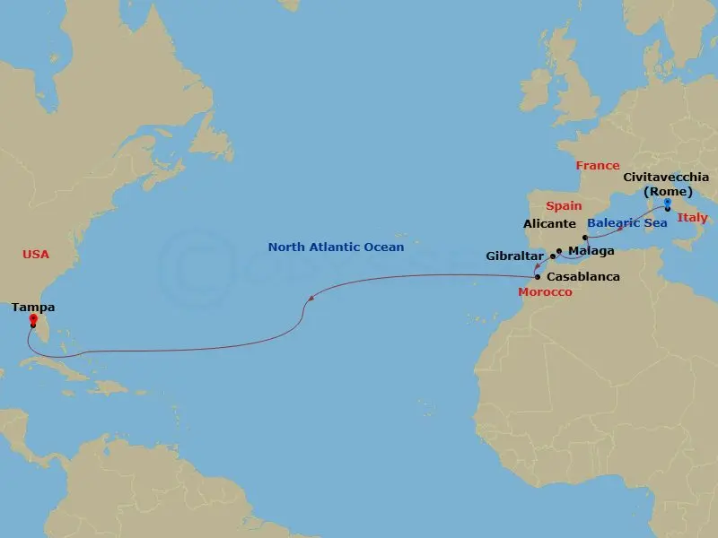 Itinerary schematic diagram