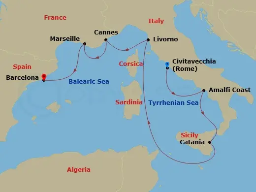 Itinerary schematic diagram