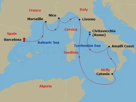Itinerary schematic diagram
