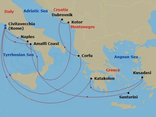 Itinerary schematic diagram