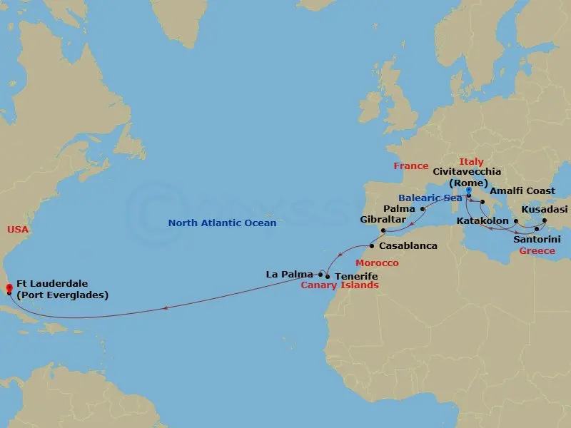 Itinerary schematic diagram