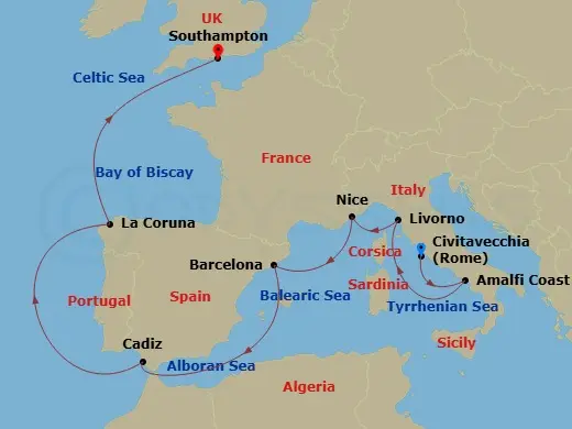 Itinerary schematic diagram