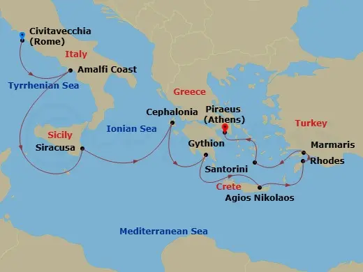 Itinerary schematic diagram