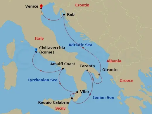 Itinerary schematic diagram