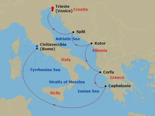 Itinerary schematic diagram