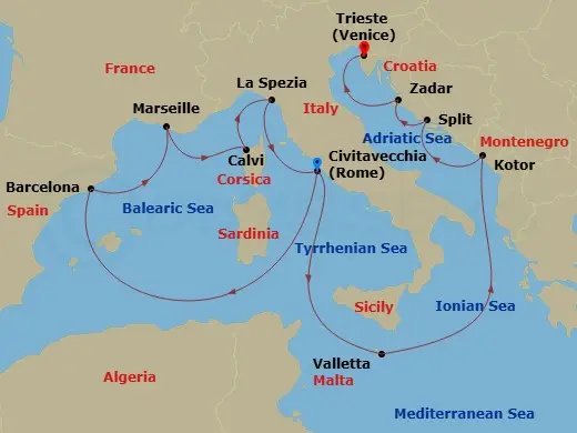 Itinerary schematic diagram