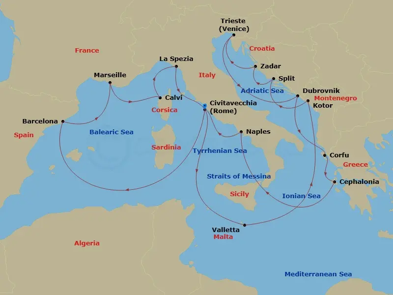 Itinerary schematic diagram
