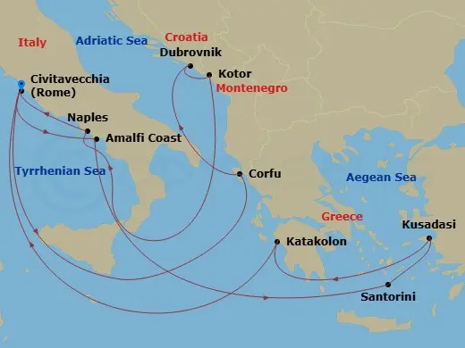 Itinerary schematic diagram