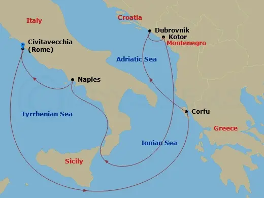 Itinerary schematic diagram