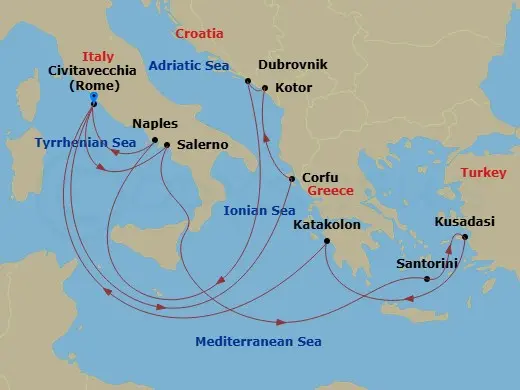 Itinerary schematic diagram