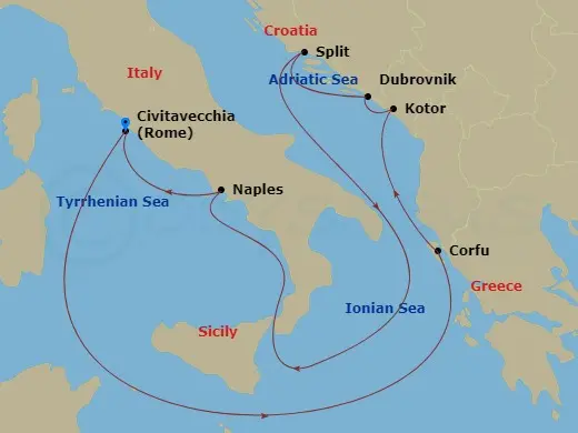 Itinerary schematic diagram