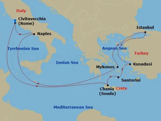 Itinerary schematic diagram