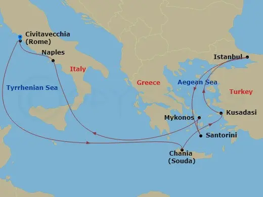 Itinerary schematic diagram