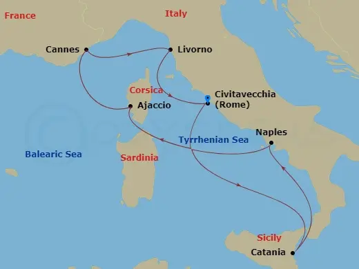 Itinerary schematic diagram