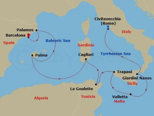 Itinerary schematic diagram