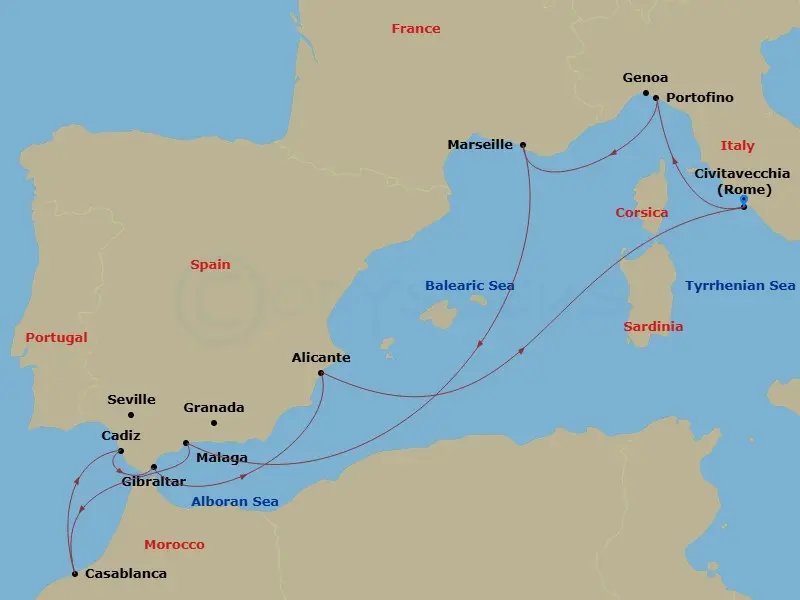 Itinerary schematic diagram