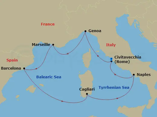 Itinerary schematic diagram