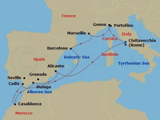 Itinerary schematic diagram