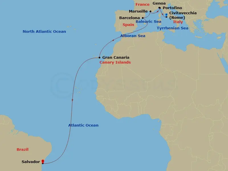 Itinerary schematic diagram