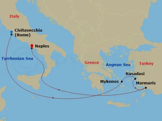 Itinerary schematic diagram