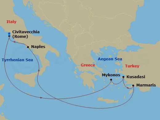 Itinerary schematic diagram