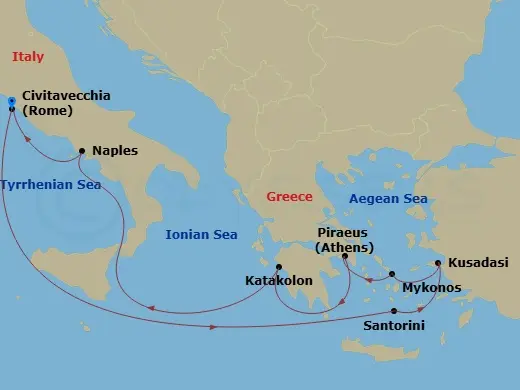 Itinerary schematic diagram