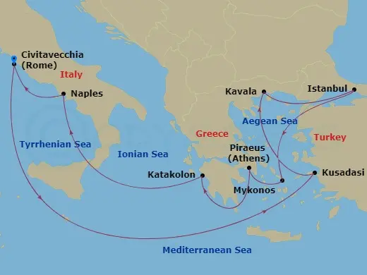 Itinerary schematic diagram