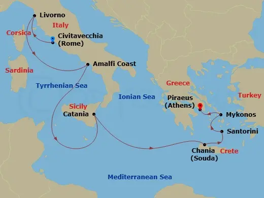 Itinerary schematic diagram