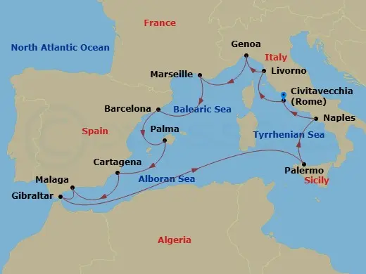 Itinerary schematic diagram