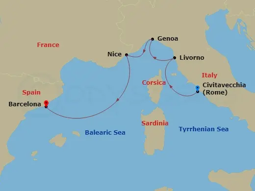 Itinerary schematic diagram