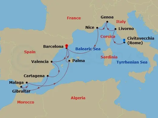 Itinerary schematic diagram