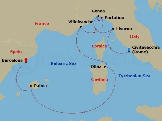 Itinerary schematic diagram