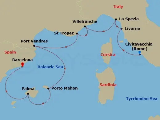 Itinerary schematic diagram