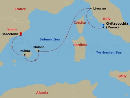 Itinerary schematic diagram