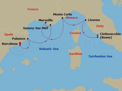 Itinerary schematic diagram