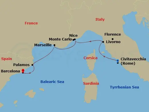 Itinerary schematic diagram