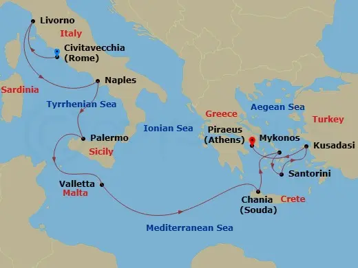 Itinerary schematic diagram