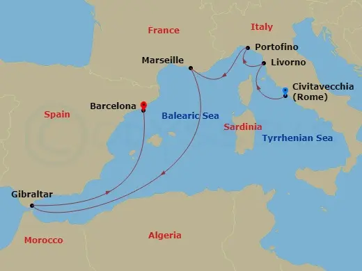Itinerary schematic diagram