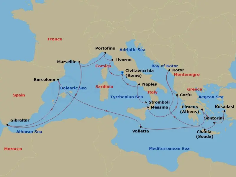 Itinerary schematic diagram