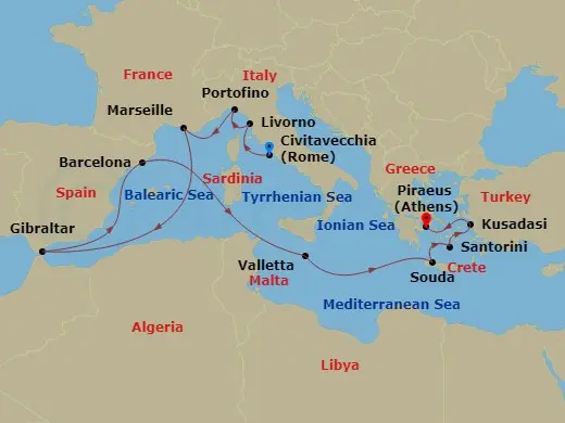 Itinerary schematic diagram