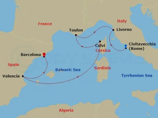 Itinerary schematic diagram