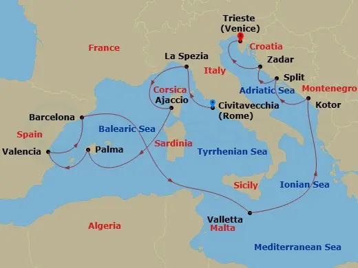 Itinerary schematic diagram